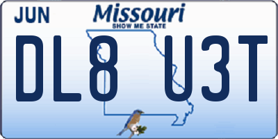 MO license plate DL8U3T