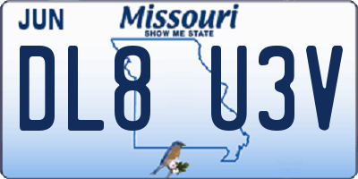 MO license plate DL8U3V