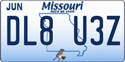 MO license plate DL8U3Z