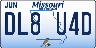 MO license plate DL8U4D