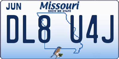 MO license plate DL8U4J