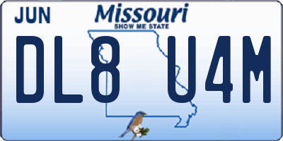 MO license plate DL8U4M