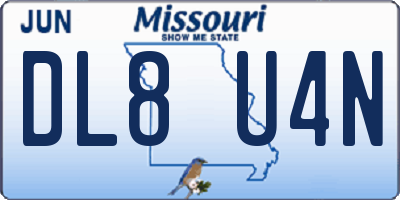 MO license plate DL8U4N