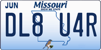 MO license plate DL8U4R