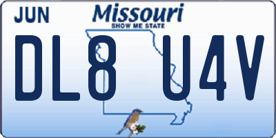 MO license plate DL8U4V