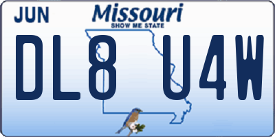 MO license plate DL8U4W