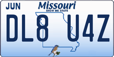 MO license plate DL8U4Z