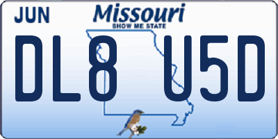 MO license plate DL8U5D
