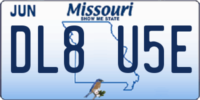 MO license plate DL8U5E