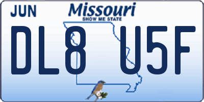 MO license plate DL8U5F