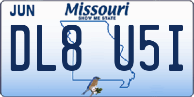 MO license plate DL8U5I