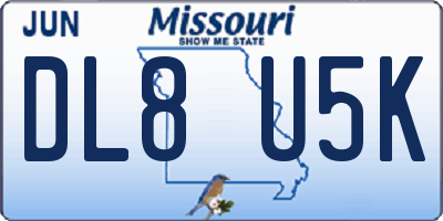 MO license plate DL8U5K