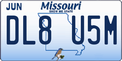 MO license plate DL8U5M