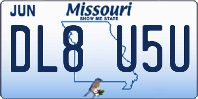 MO license plate DL8U5U