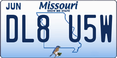MO license plate DL8U5W