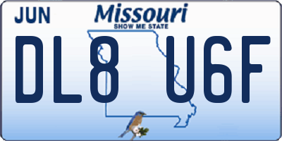 MO license plate DL8U6F