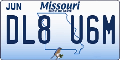 MO license plate DL8U6M