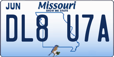 MO license plate DL8U7A