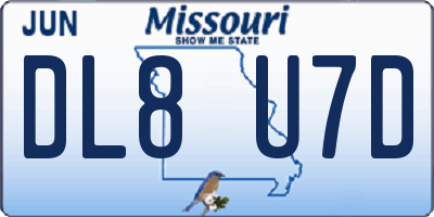 MO license plate DL8U7D