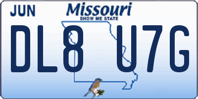 MO license plate DL8U7G