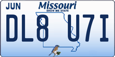 MO license plate DL8U7I