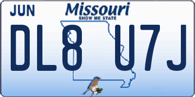 MO license plate DL8U7J