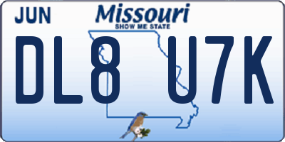 MO license plate DL8U7K