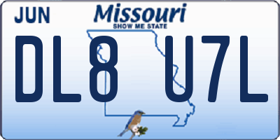 MO license plate DL8U7L
