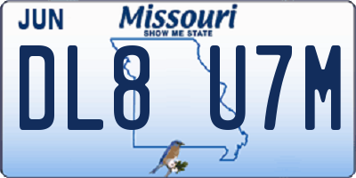 MO license plate DL8U7M