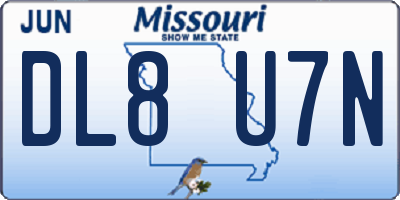 MO license plate DL8U7N