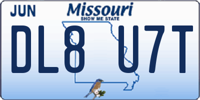 MO license plate DL8U7T