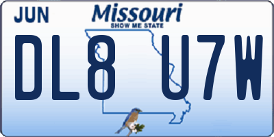 MO license plate DL8U7W