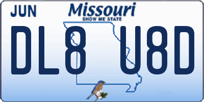MO license plate DL8U8D