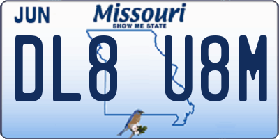MO license plate DL8U8M
