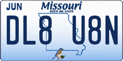 MO license plate DL8U8N