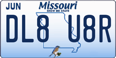MO license plate DL8U8R