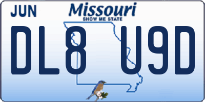 MO license plate DL8U9D