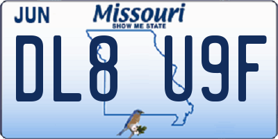 MO license plate DL8U9F