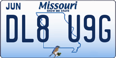 MO license plate DL8U9G