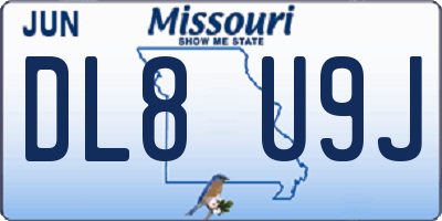 MO license plate DL8U9J