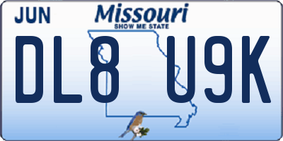 MO license plate DL8U9K