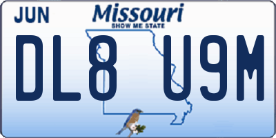 MO license plate DL8U9M