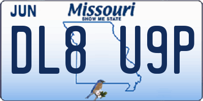 MO license plate DL8U9P