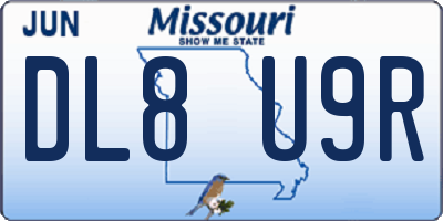 MO license plate DL8U9R