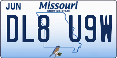 MO license plate DL8U9W