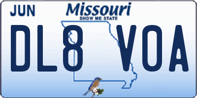 MO license plate DL8V0A