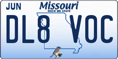 MO license plate DL8V0C