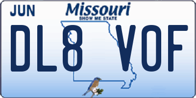 MO license plate DL8V0F