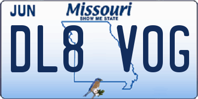 MO license plate DL8V0G
