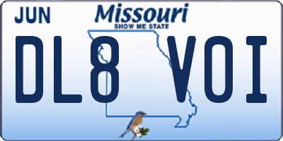 MO license plate DL8V0I